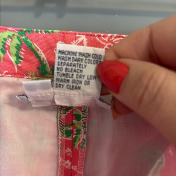 Lilly Pulitzer Pink Palm Tree Print Capri Pants Women’s 8 Tropical - Picture 8 of 8